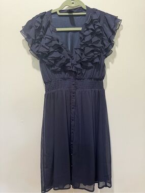 H&M Navy Ruffled Dress | Good Used Condition